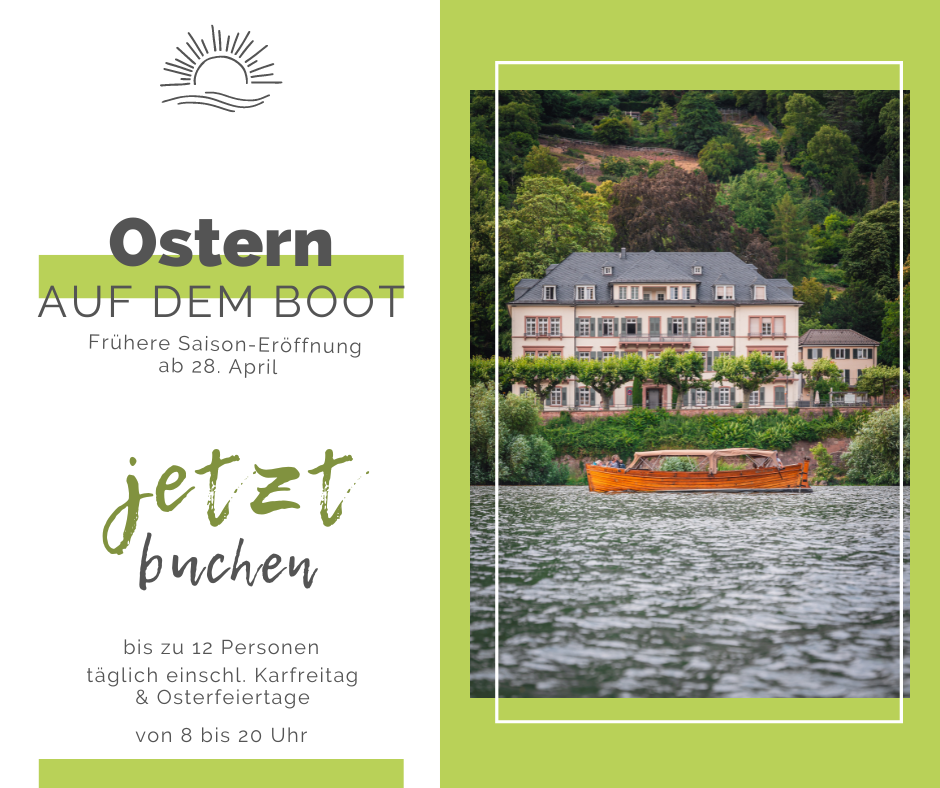 Ostern am Wasser in Heidelberg feiern, zum Osternbrunch oder Familienausflug
